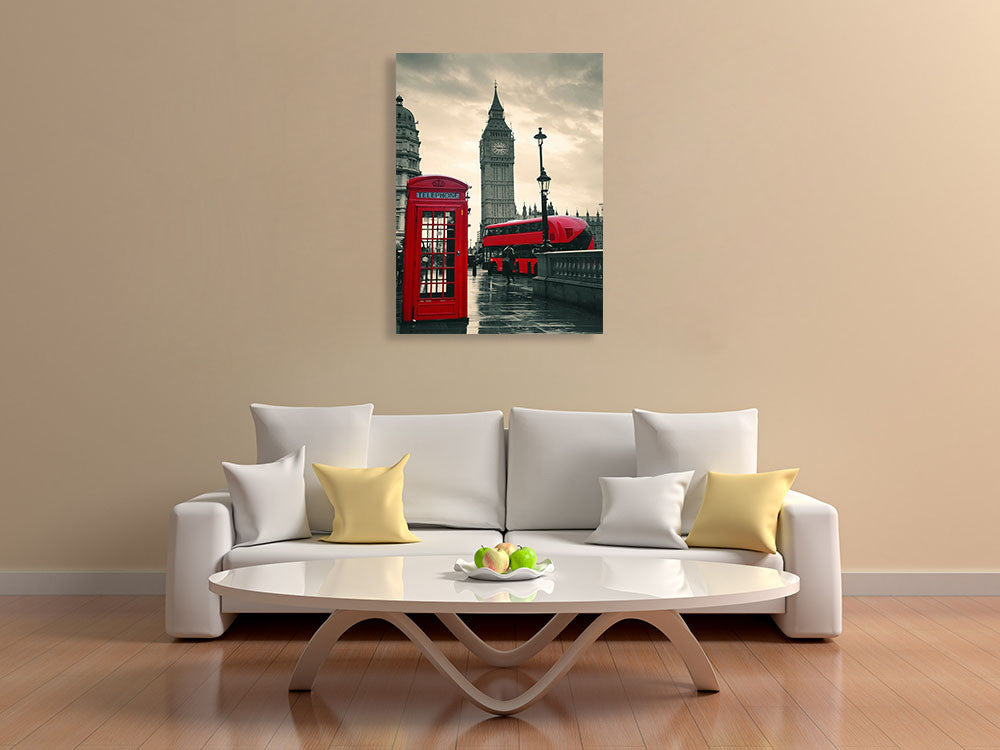 London Red Telephone Box Print on the wall