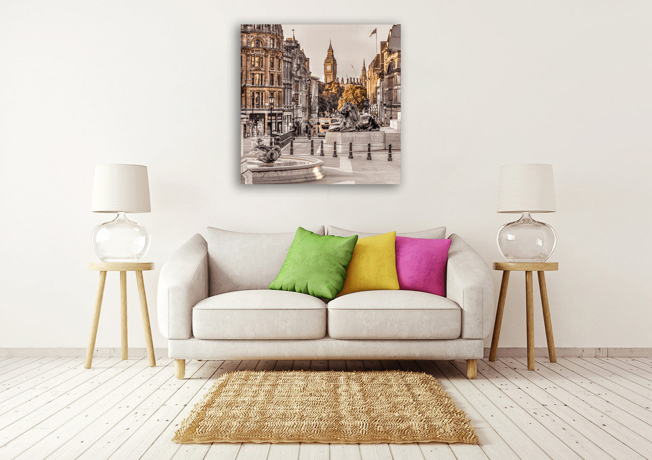 London in Gold Wall Art Print on the wall
