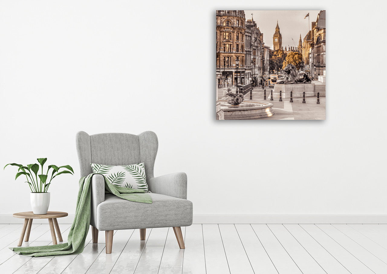 London in Gold Wall Art Print on the wall