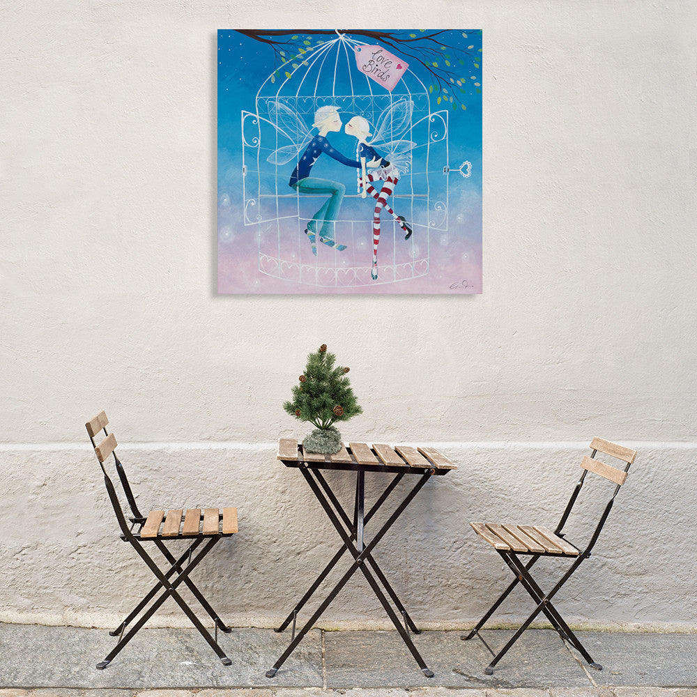 Love Birds Wall Art Print on the wall