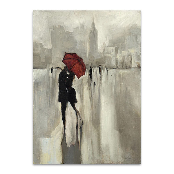 Lovers Under the Rain Wall Art Print