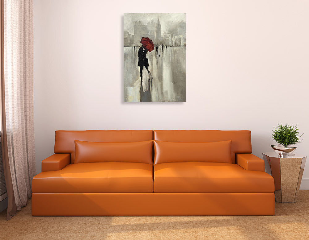 Lovers Under the Rain Wall Art Print on the wall