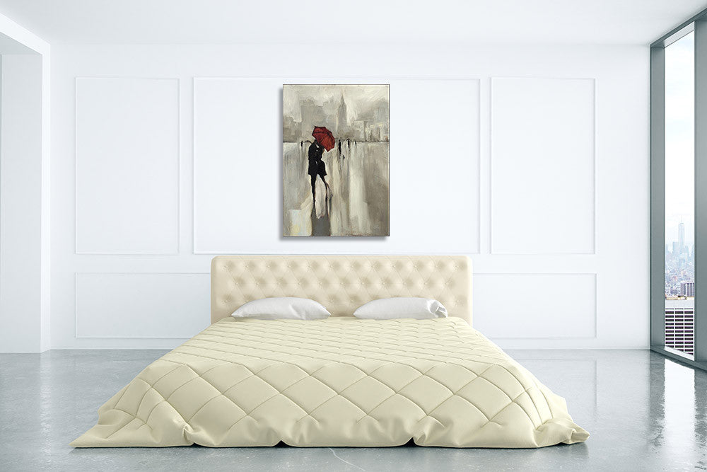 Lovers Under the Rain Wall Art Print on the wall