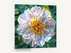 Ribbon Petal Bloom, white flower abstract geometric painting, floral canvas wall art print ready to hang