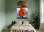 Ember Maple Gust floral canvas print on the wall of a bedroom