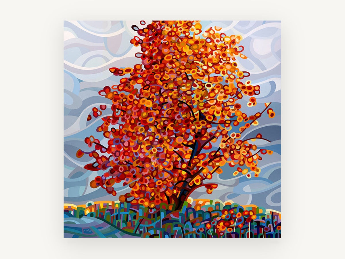 Ember Maple Gust, floral canvas wall art print, front view