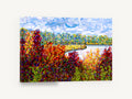 Ribbon Shore Autumn, autumn lake abstract landscape, landscape canvas wall art print ready to hang