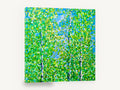 Aspen Canopy Bloom, green aspen trees abstract painting, floral canvas wall art print ready to hang
