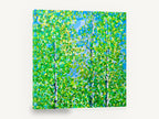 Aspen Canopy Bloom, green aspen trees abstract painting, floral canvas wall art print ready to hang