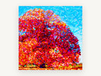Crimson Ribbon Tree, floral canvas wall art print, front view