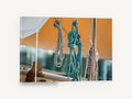 Coiled Lines Aloft, coiled sailing ropes photograph, coastal canvas wall art print ready to hang