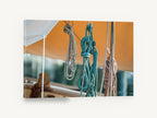 Coiled Lines Aloft, coiled sailing ropes photograph, coastal canvas wall art print ready to hang