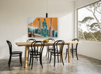 Coiled Lines Aloft coastal canvas print on the wall of a dining room
