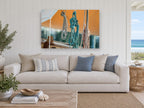 Coiled Lines Aloft coastal canvas print on the wall of a beach house living room