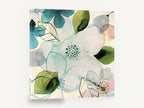 Translucent Teal Blossoms, teal pink watercolour blossom floral, floral canvas wall art print ready to hang