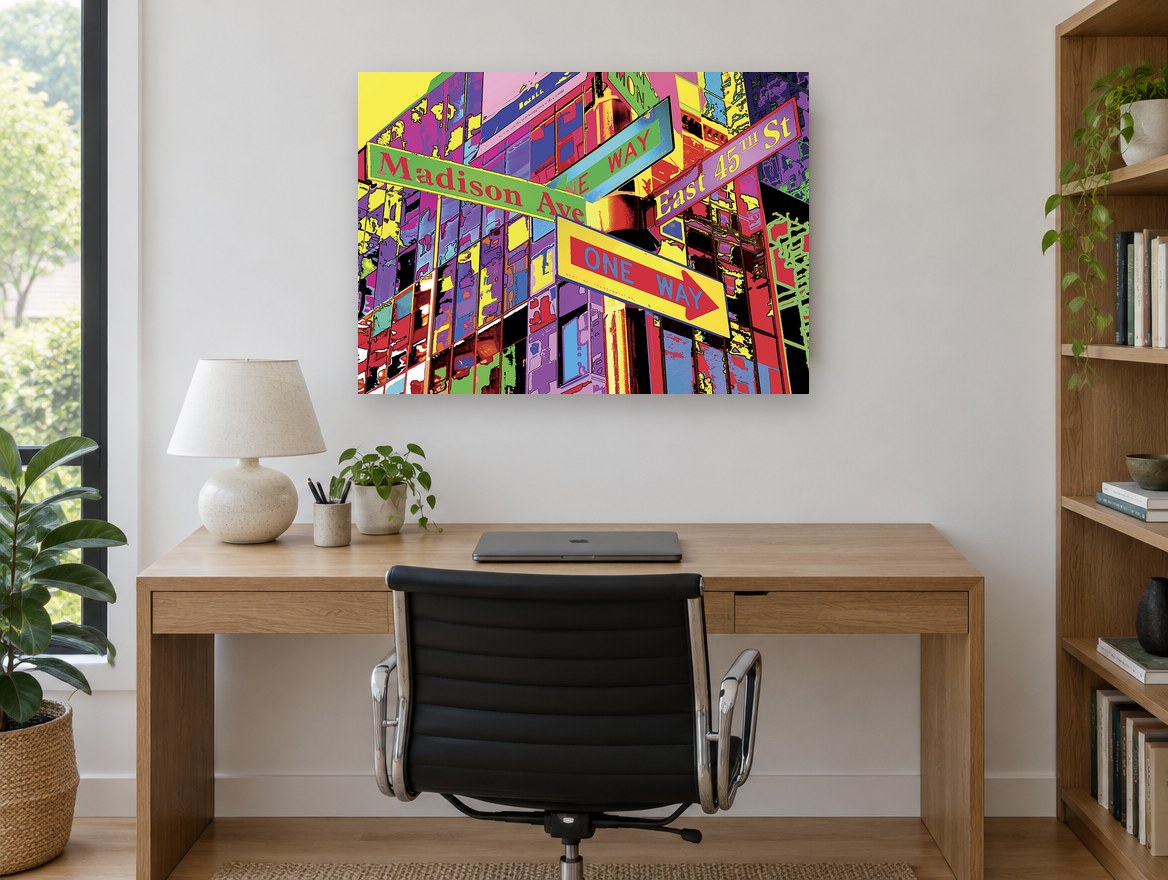 Madison Avenue Pop city canvas print on the wall of a study