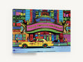 Neon Taxi Marquee, new york taxi pop art cityscape, kitchen canvas wall art print ready to hang