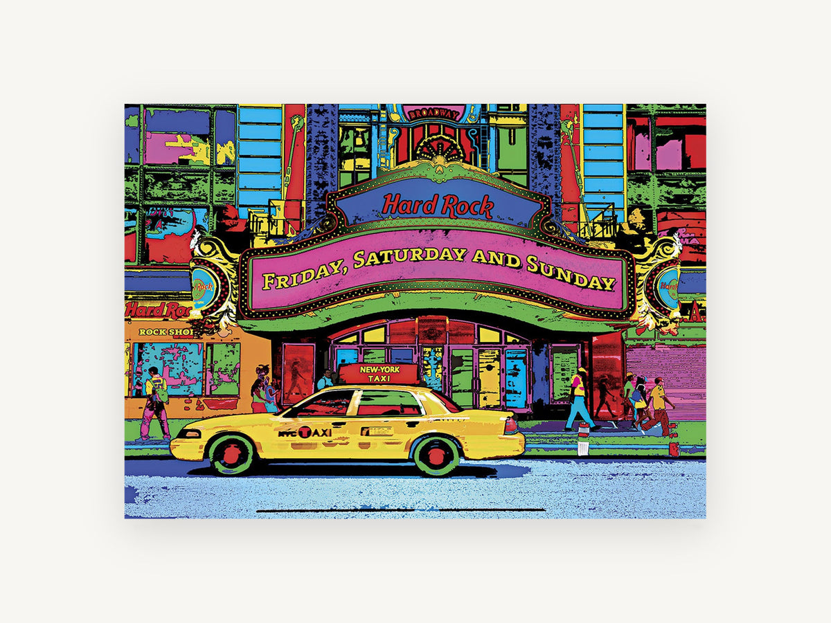 Neon Taxi Marquee, kitchen canvas wall art print, front view