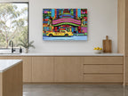 Neon Taxi Marquee kitchen canvas print on the wall of a kitchen
