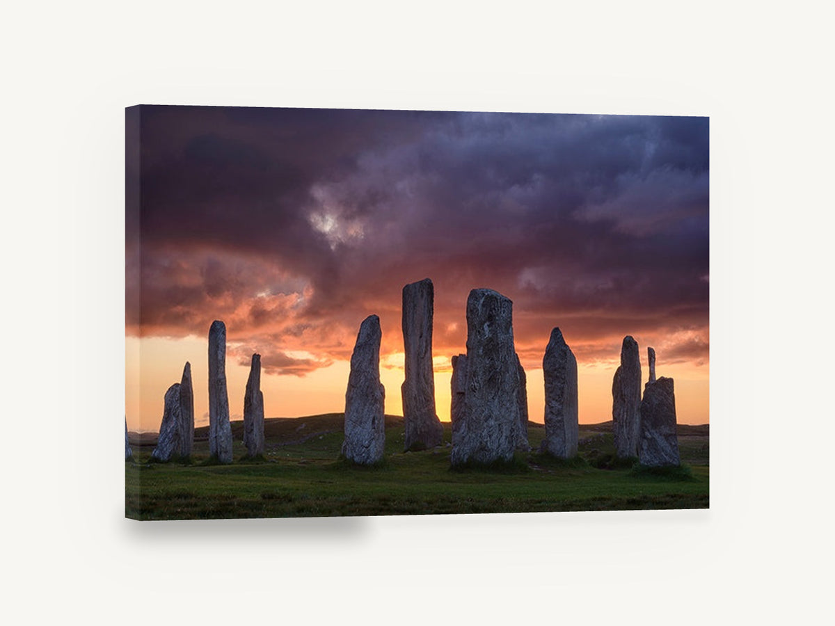 Standing Stones Dusk, standing stones sunset photograph, landscape canvas wall art print ready to hang