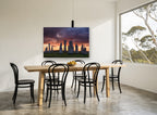 Standing Stones Dusk landscape canvas print on the wall of a dining room