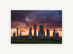 Standing Stones Dusk, standing stones sunset photograph, landscape canvas wall art print, front view
