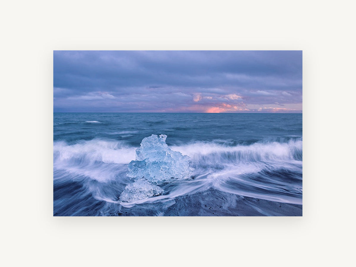 Ice in the Surf, coastal canvas wall art print, front view