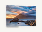 Elgol Dusk Mountain, elgol sunset mountain seascape photograph, coastal canvas wall art print ready to hang