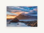 Elgol Dusk Mountain, coastal canvas wall art print, front view