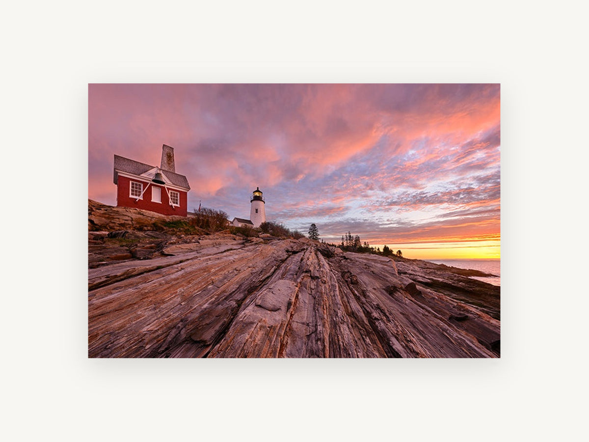 Lighthouse Granite Dawn, coastal canvas wall art print, front view