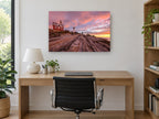 Lighthouse Granite Dawn coastal canvas print on the wall of a study