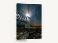 Lighthouse Under Milky Way, lighthouse night sky milky way photograph, coastal canvas wall art print ready to hang