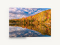 Autumn Lake Mirror, autumn forest lake reflection photograph, landscape canvas wall art print ready to hang