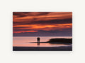 Couple at Dusk Shore, coastal canvas wall art print, front view