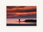 Couple at Dusk Shore, coastal canvas wall art print, front view