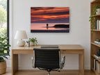 Couple at Dusk Shore coastal canvas print on the wall of a study