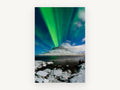 Green Aurora Over Snowy Peak, coastal canvas wall art print, front view