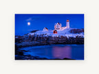 Nubble Winter Night, coastal canvas wall art print, front view