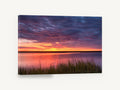 Marsh Afterglow, purple sunset marsh water photograph, landscape canvas wall art print ready to hang