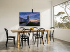 Faithful Sentry at Dusk coastal canvas print on the wall of a dining room