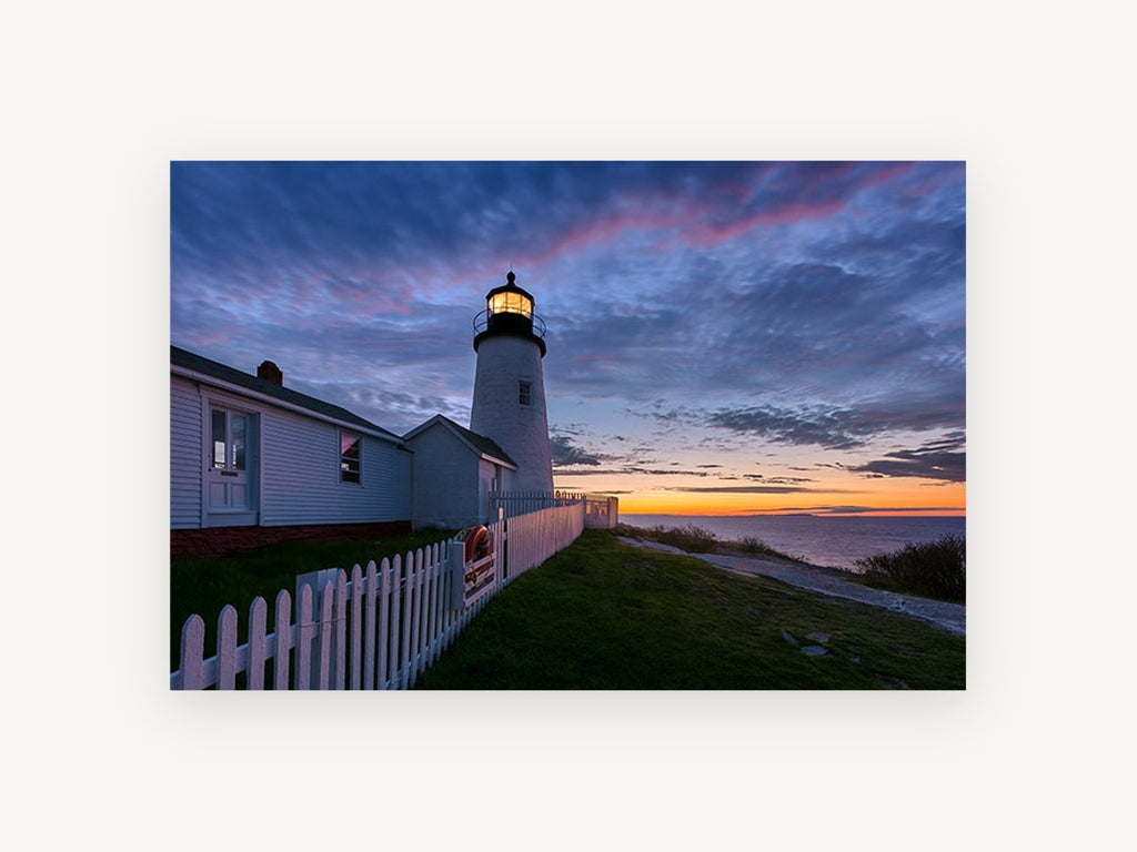 Faithful Sentry at Dusk, coastal canvas wall art print, front view