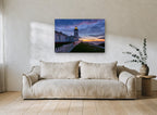 Faithful Sentry at Dusk coastal canvas print on the wall of a living room