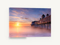 Frozen Pier Sunrise, icy pier sunrise seascape photograph, coastal canvas wall art print ready to hang