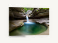 Emerald Rock Pool, waterfall into emerald rock pool photograph, landscape canvas wall art print ready to hang