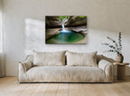 Emerald Rock Pool landscape canvas print on the wall of a living room