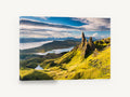 Storr Pinnacle Light, rocky pinnacle highland lochs photograph, coastal canvas wall art print ready to hang