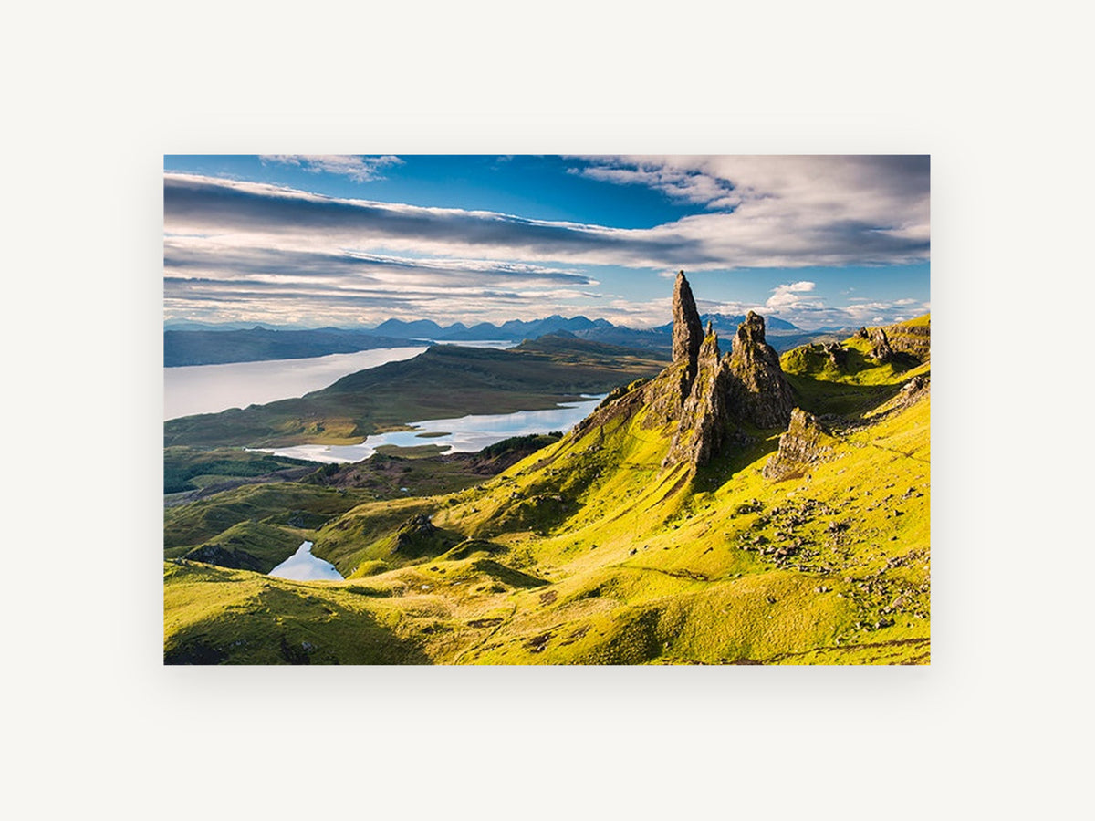 Storr Pinnacle Light, coastal canvas wall art print, front view