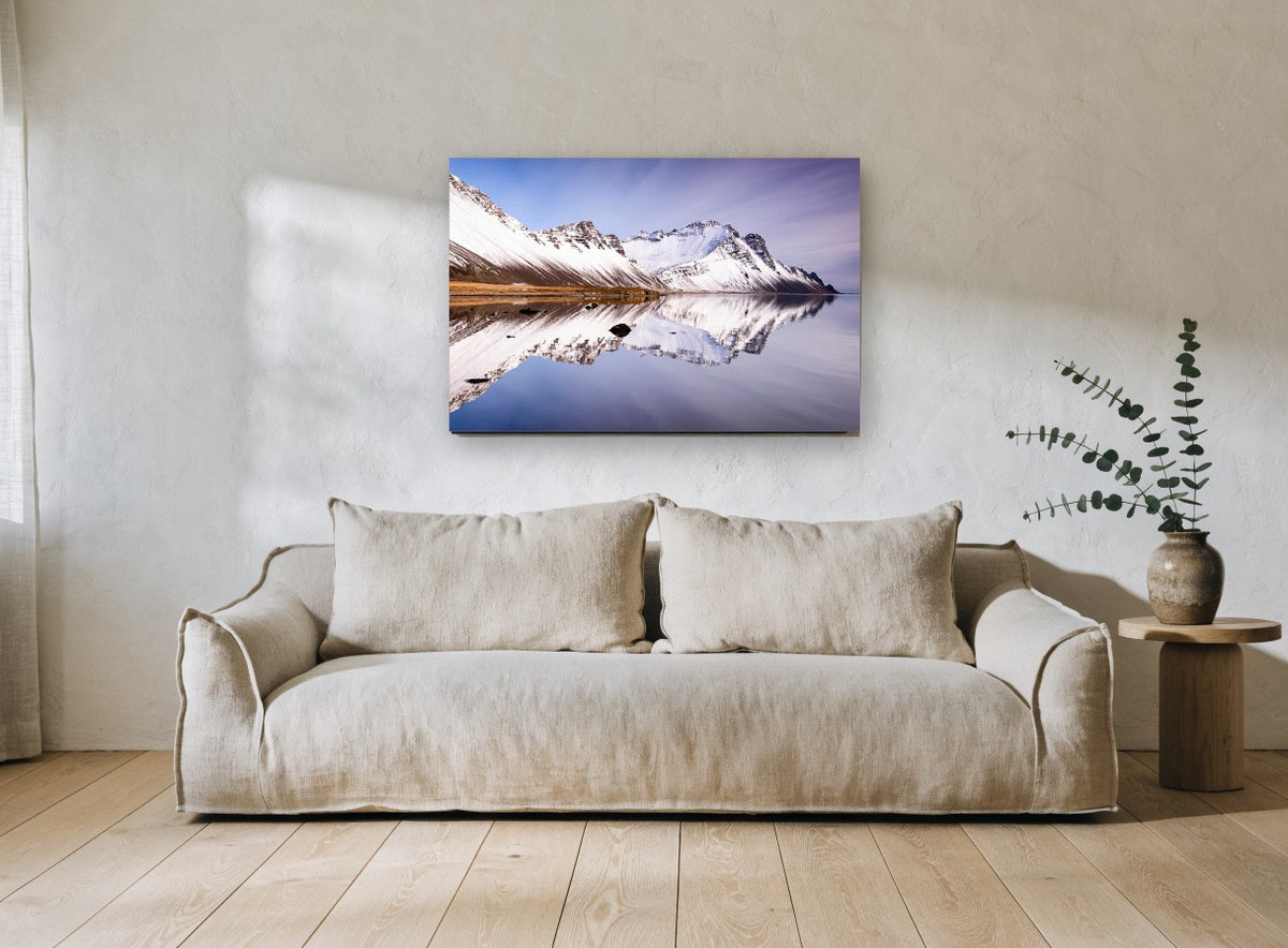 Still Water Ridge landscape canvas print on the wall of a living room