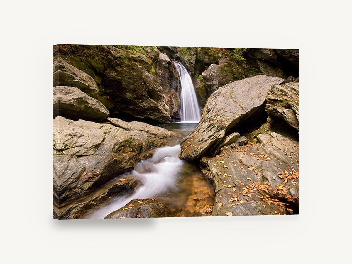 Autumn Falls Gorge, autumn waterfall rocky gorge photograph, landscape canvas wall art print ready to hang