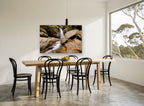 Autumn Falls Gorge landscape canvas print on the wall of a dining room
